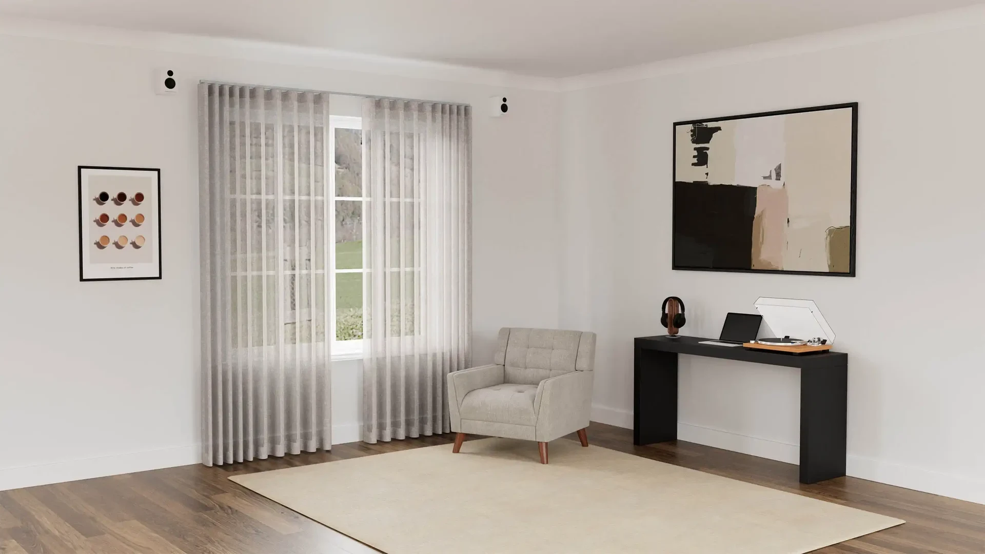 Silver Grey Living Room Sheer Curtains