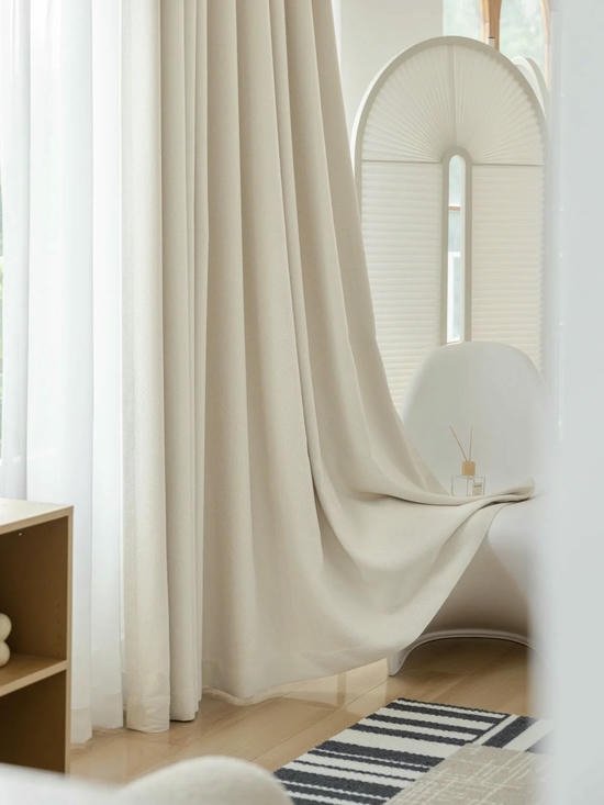 Linen Blend White Blackout Curtains