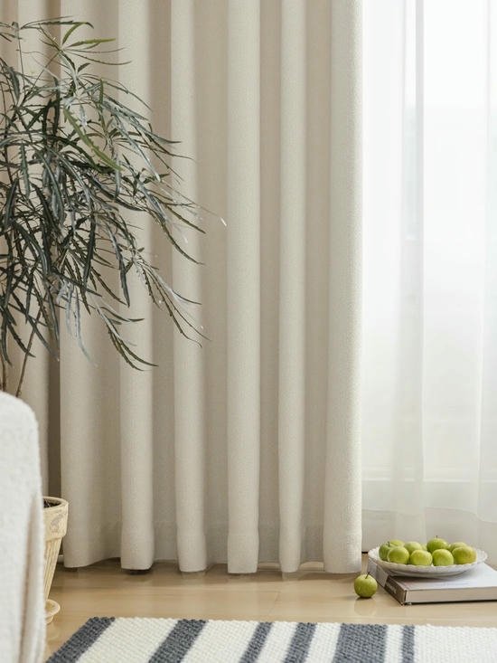 Linen Blend White Blackout Curtains