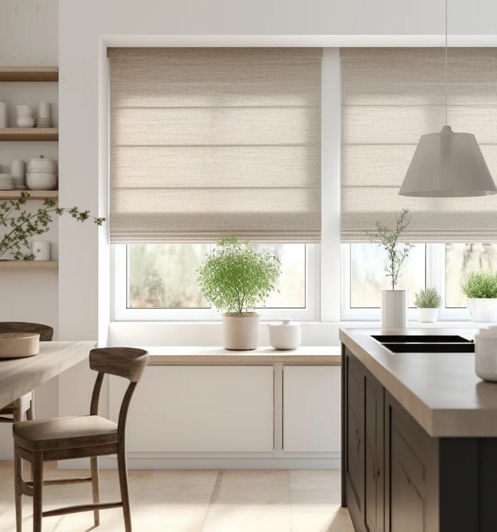 Natural Roman Blinds for Kitchen