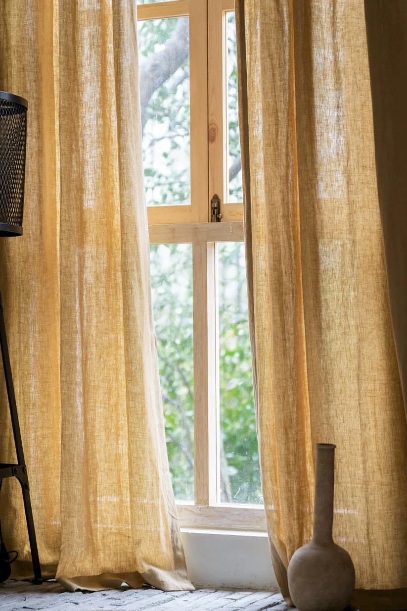 Pure Linen Yellow Curtains