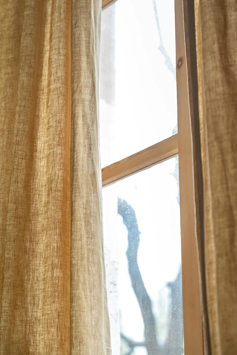 Pure Linen Yellow Curtains