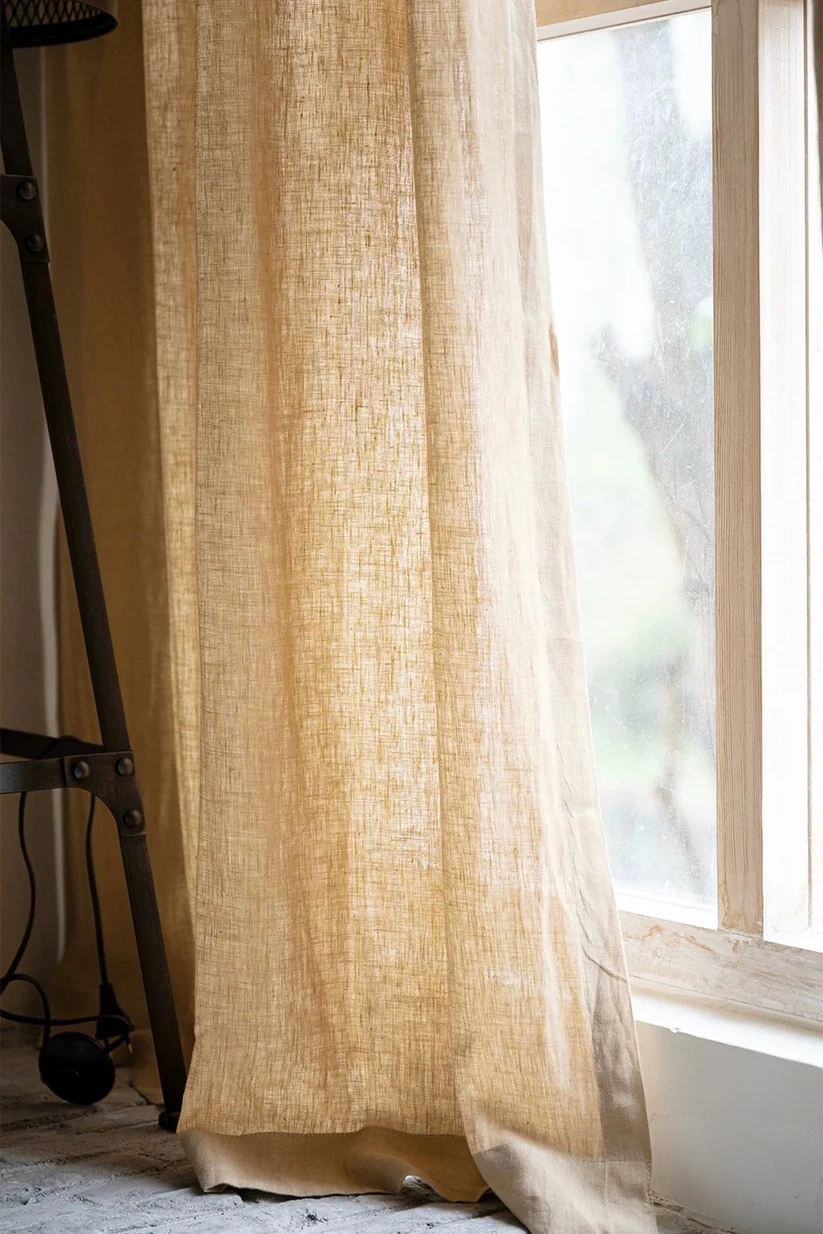 Pure Linen Yellow Curtains